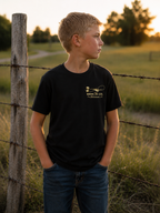 Ridin Js Co Youth Largemouth Bass Fishing T-Shirt | Vintage Bass Angler Tee