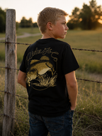 Ridin Js Co Youth Largemouth Bass Fishing T-Shirt | Vintage Bass Angler Tee