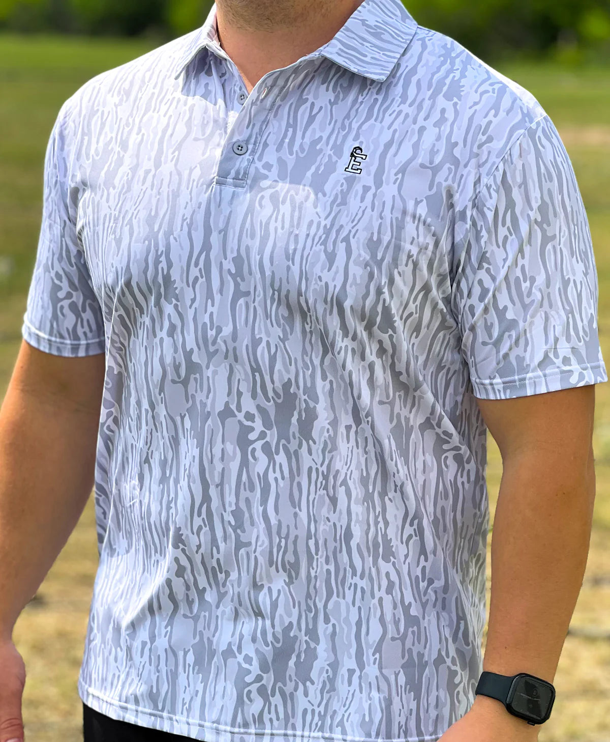 Mens White Ranch Camo Polo Main image