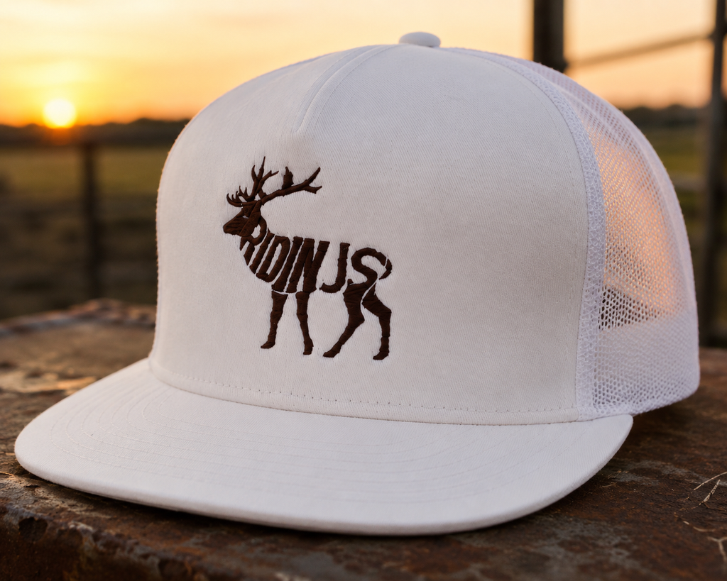 Oklahoma Elk Trucker Hat | Flat Bill Hunting Snapback | Ridin Js Co